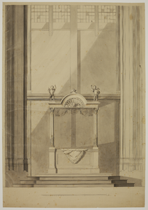 216772 Afbeelding van de graftombe van de gravin van Solms in de Domkerk te Utrecht; situatie van voor de verplaatsing ...